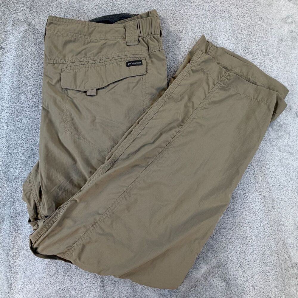 Columbia Convertible Zip Off Hiking Pants Men 42x32 Beige Nylon Cargo Outdoor